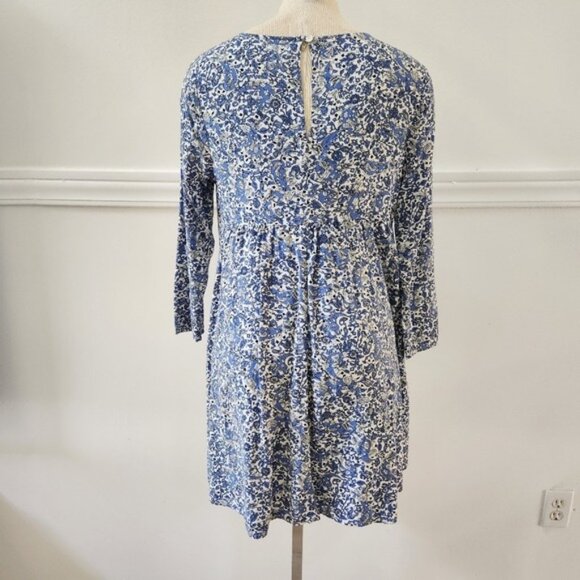 Old Navy Womens  Long Sleeve Woven Swing Dress Blue Paisley Cottage Flir… - Picture 11 of 11